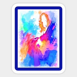 Painted sky raging sea abstract Sticker